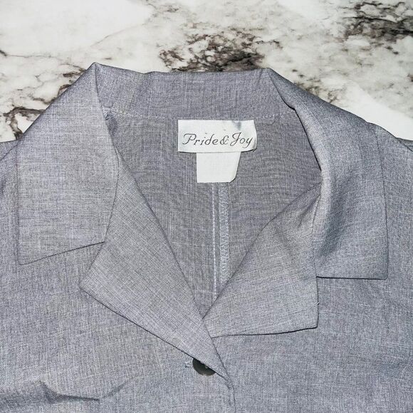 Pride & Joy | Vintage Button Down Blouse Short Sleeve | Grey | Women | 10P - Picture 2 of 7